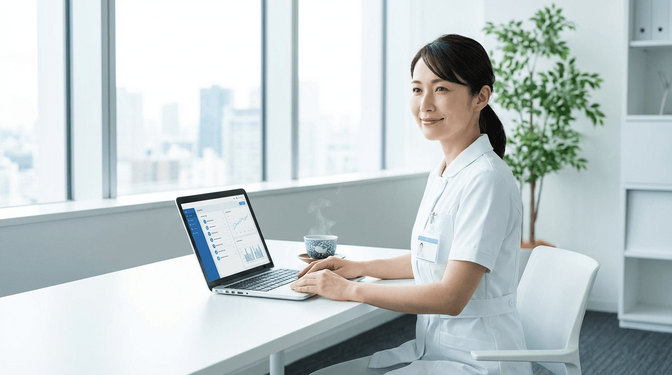 スタッフがPCで簡単に利用者を管理している様子