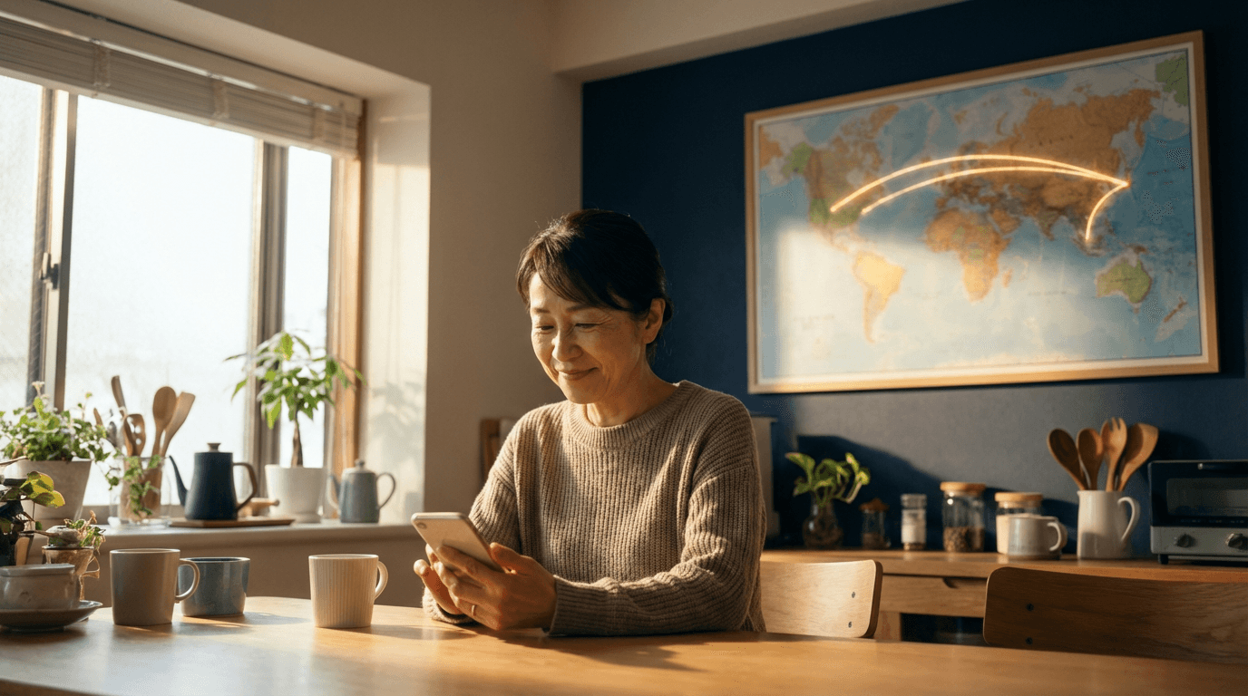海外の家族と繋がる母親