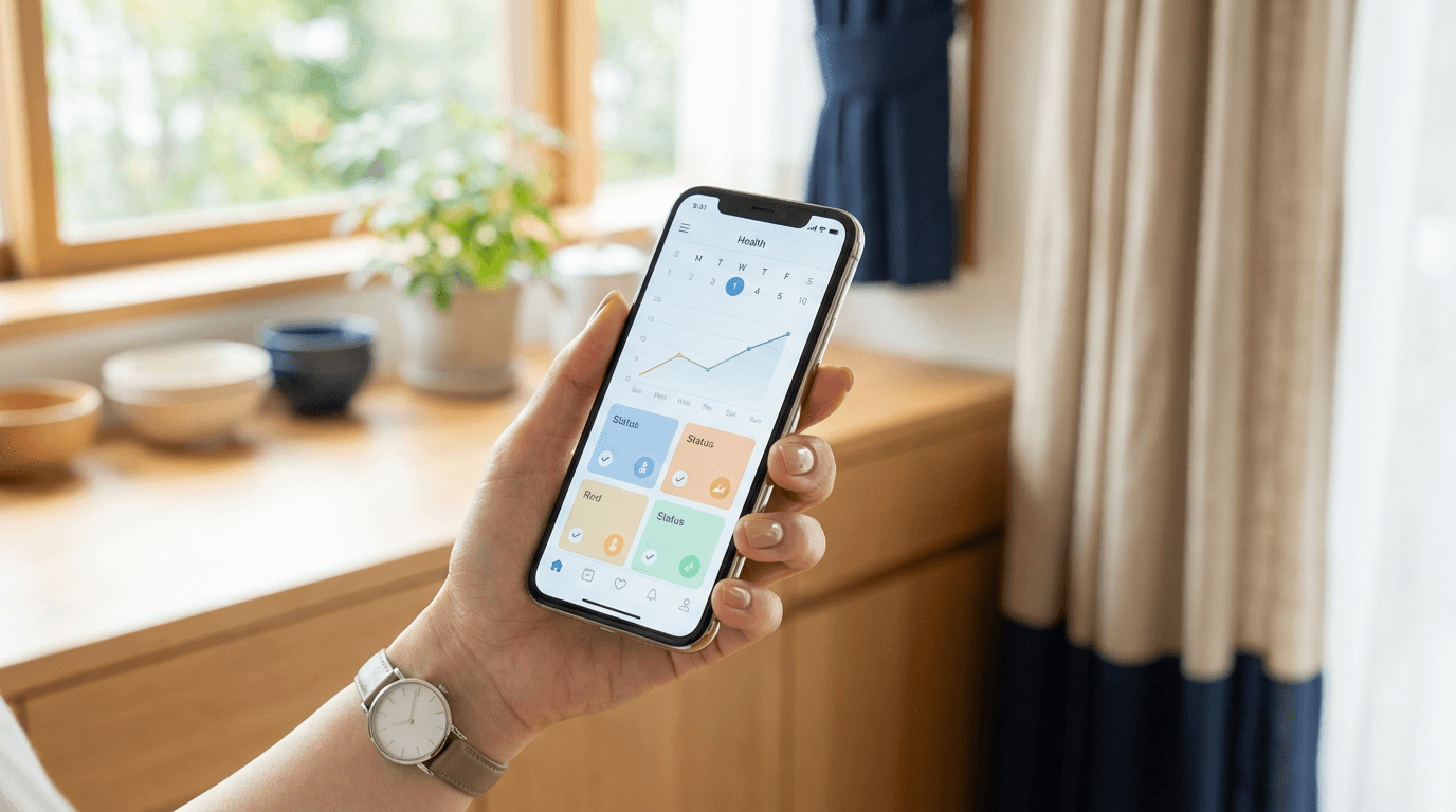 スマートフォンでダッシュボードを確認する様子